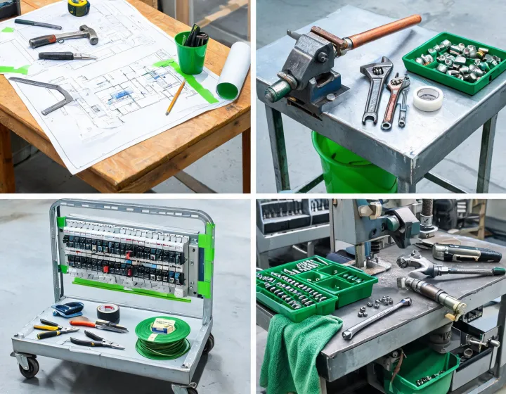 Professional trade environments with organized hand tools